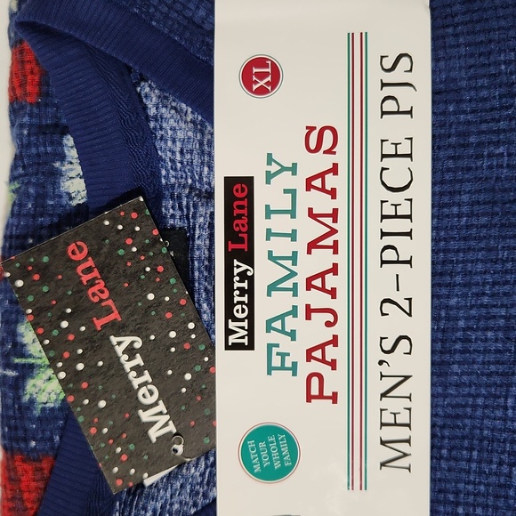 Merry Lane Men's XL Midnight Blue  Christmas Tree 2pc Pajama Set - Picture 3 of 5